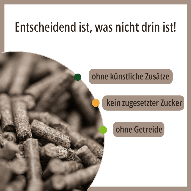 Nahaufnahme der HBD Vital® MonoMangan A/F Pellets, ohne künstliche Zusätze, ohne zugesetzten Zucker, ohne Getreide