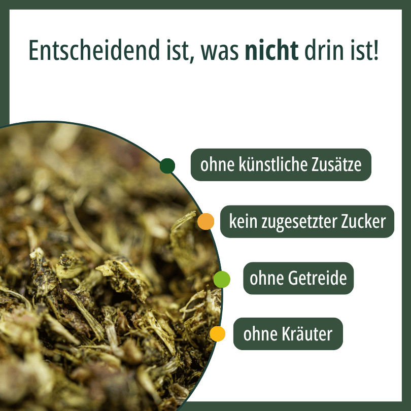 Nahaufnahme des HBD Vital® EquiDietic Grashäcksels, ohne künstliche Zusätze, ohne zugesetzten Zucker, ohne Getreide, ohne Kräuter