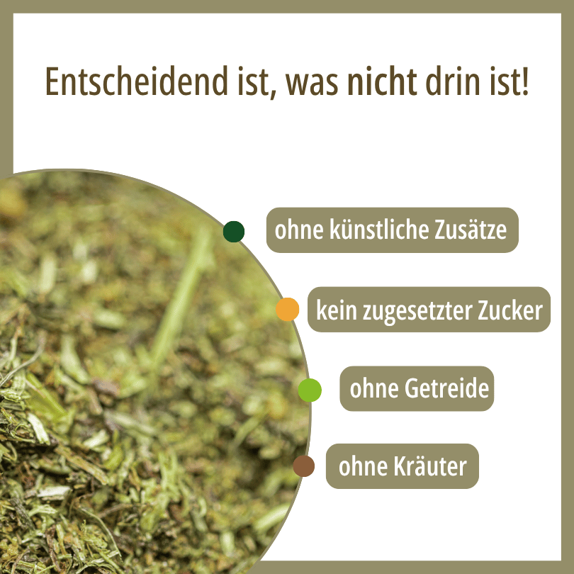 Nahaufnahme des HBD Vital® DigestoPhlog Dog Pulvers, ohne künstliche Zusätze, ohne zugesetzten Zucker, ohne Getreide, ohne Kräuter