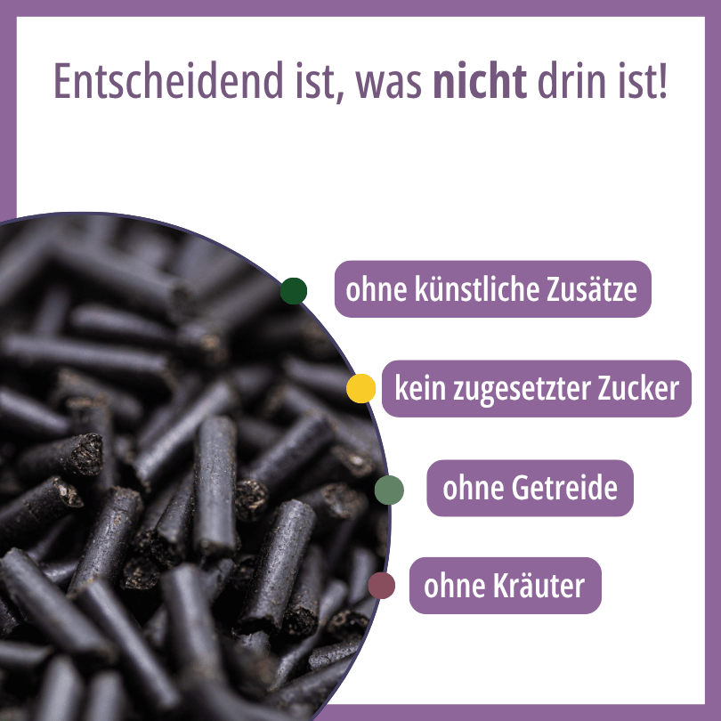 Nahaufnahme der HBD Vital® BasoHealth Pellets, ohne künstliche Zusätze, ohne zugesetzten Zucker, ohne Getreide, ohne Kräuter