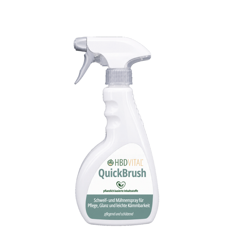 HBD Vital® QuickBrush 500 ml Sprühflasche, Schweif- und Mähnenspray für Pflege, Glanz und leichte Kämmbarkeit, pflegend und schützend