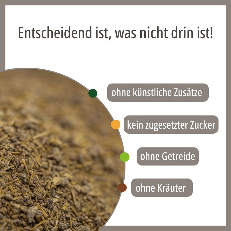 HBD Vital® Mytox mit natürlichen Tonmineralien, die Futtermitteltoxine im Darm binden und deren Ausscheidung unterstützen können, mit hohem Glucananteil zur Unterstützung einer stabilen Darmflora sowie B-Vitaminen zur Unterstützung des Stoffwechsels.